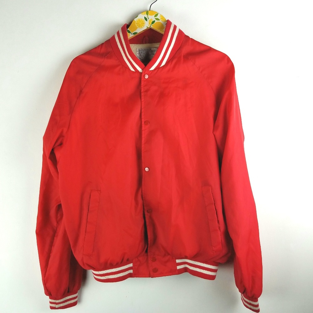 Vintage Red Coach Jacket Snap Up Sz XL